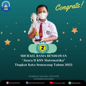 Read more about the article SD Marsudirini BSB Juara II Kompetisi Sains Nasional Matematika Tingkat Kota Semarang 2022