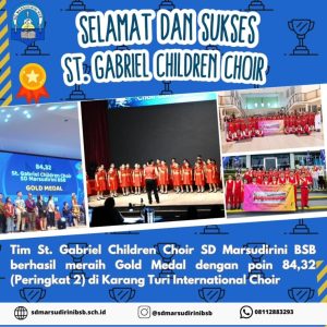 Read more about the article Tim St. Gabriel Children Choir SD Marsudirini BSB berhasil meraih Gold Medal dengan poin 84,32 (Peringkat 2) di Karang Turi International Choir