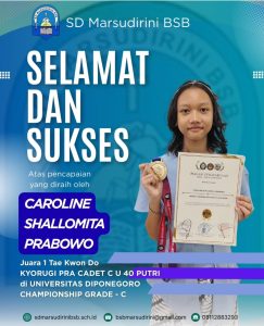 Read more about the article Juara 1 Tae Kwon Do KYORUGI PRA CADET C U 40 Putri
