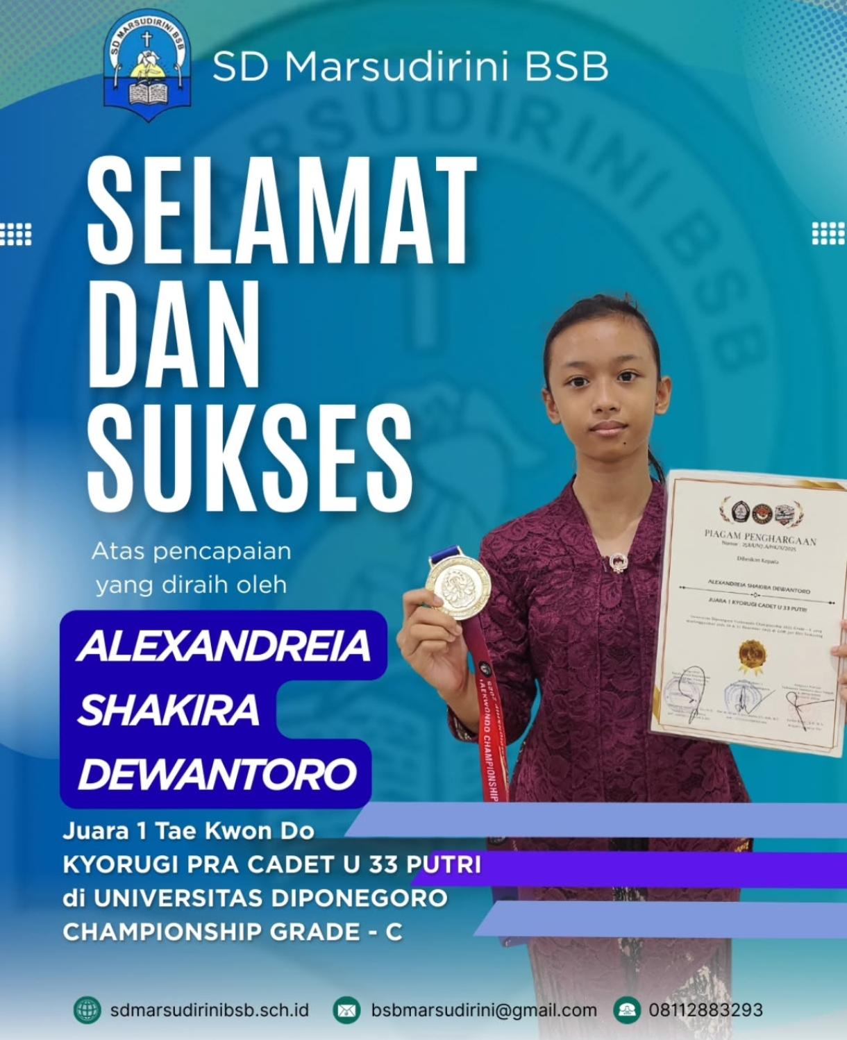 You are currently viewing Juara 1 Tae Kwon Do KYORUGI PRA CADET U 33 Putridi Universitas Diponegoro Championship Grade – C