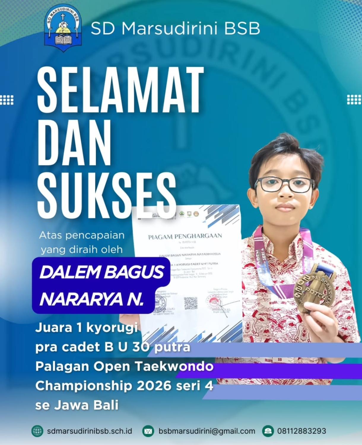 You are currently viewing Juara 1 Kyorugi Pra Cadet B U 30 Putra Palagan Open Taekwondo Championship 2026 seri 4 se Jawa Bali