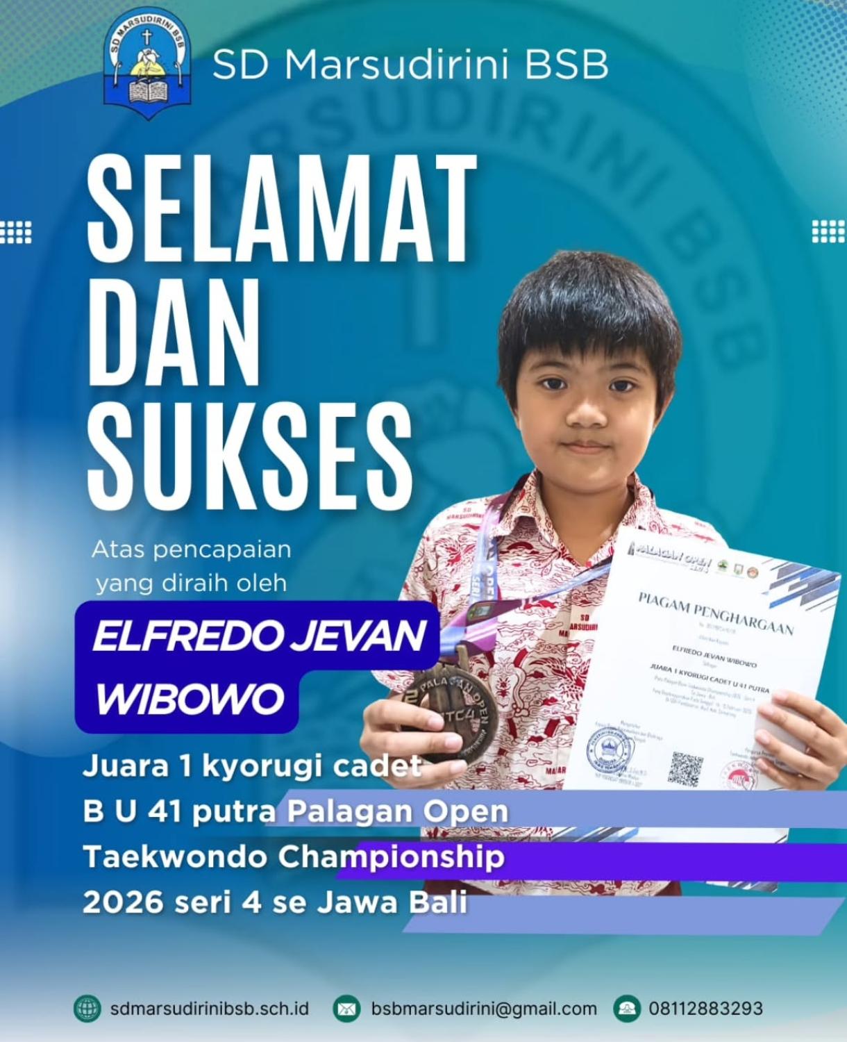 You are currently viewing Juara 1 Kyorugi Cadet B U 41 Putra Palagan Open Taekwondo Championship 2026 seri 4 se Jawa Bali