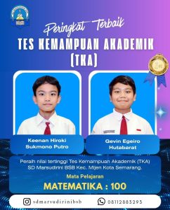 Read more about the article Berhasil meraih nilai sempurna 100 pada Tes Kemampuan Akademik (TKA) Matematika