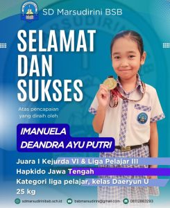 Read more about the article Juara I Kejurda VI & Liga Pelajar III Hapkido Jawa Tengah Kategori Liga Pelajar, Kelas Daerayun U 25kg