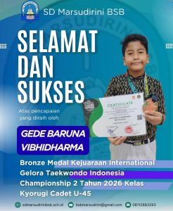 Read more about the article Bronze Medal pada Kejuaraan Internasional Gelora Taekwondo Indonesia Championship 2 Tahun 2026 di kategori Kyorugi Cadet U-45